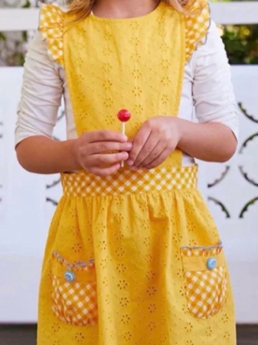 Yellow Gingham Pocket Kids Apron Dress by Matilda Jane , size 12
